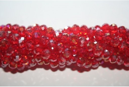 Perline Vetro Rondella Sfaccettata Rosso AB 6x4mm - 90pz