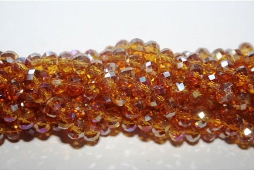 Chinese Crystal Beads Faceted Rondelle Amber AB 6x4mm - 90pcs