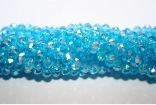 Perline Vetro Rondella Sfaccettata Aquamarine AB 6x4mm - 90pz