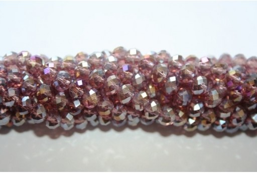 Chinese Crystal Beads Faceted Rondelle Violet AB 6x4mm - 90pcs