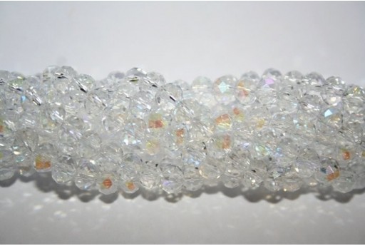 Perline Vetro Rondella Sfaccettata Crystal AB 6x4mm - 90pz