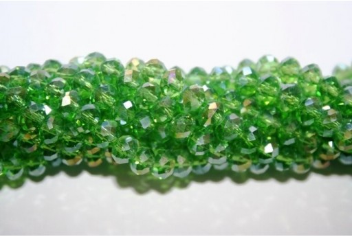 Chinese Crystal Beads Faceted Rondelle Green AB 6x4mm - 90pcs