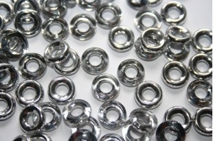 Perline Glass Rings 9mm, 15Pz., Silver 1/2 Labrador Col.27001