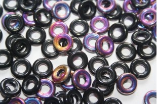 Perline Glass Rings 9mm, 15Pz., Jet Sliperit Col.29500