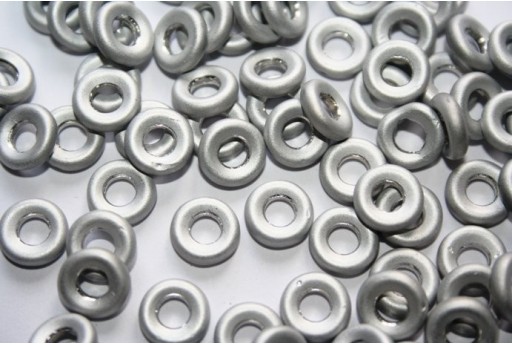 15 Perline Glass Rings 9mm Silver 1/2 Labrador Col.27001