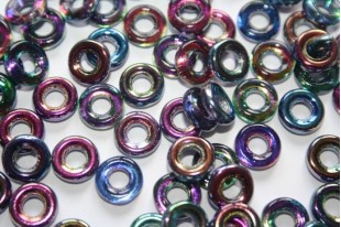 15 Perline Glass Rings 9mm Silver 1/2 Labrador Col.27001