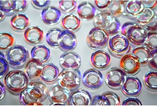 15 Perline Glass Rings 9mm Silver 1/2 Labrador Col.27001