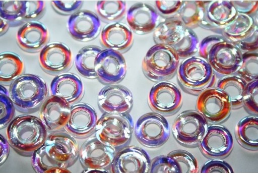 Perline Glass Rings 9mm, 15Pz., Crystal AB Col.28701