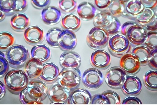 15 Perline Glass Rings 9mm Silver 1/2 Labrador Col.27001