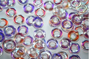 Perline Glass Rings 9mm, 15Pz., Crystal AB Col.28701