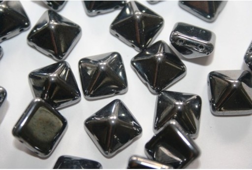 Perline Pyramid 12X12mm, 5Pz., Jet Hematite Col.14400