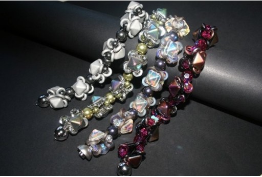 15 Perline Glass Rings 9mm Silver 1/2 Labrador Col.27001 2