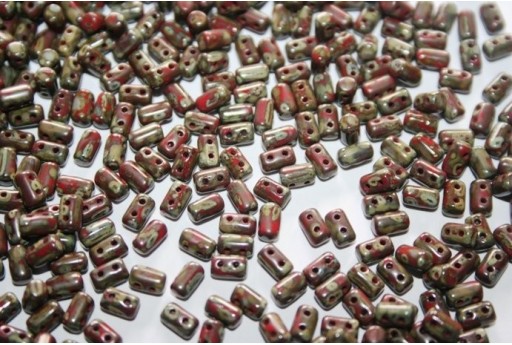 Perline Rulla 3x5mm, 10gr., Opaque Red-Picasso Col.T93200