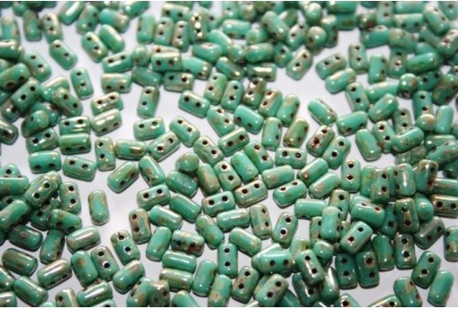 Perline Rulla 3x5mm, 10gr., Turquoise-Picasso Silver Col.TP63130