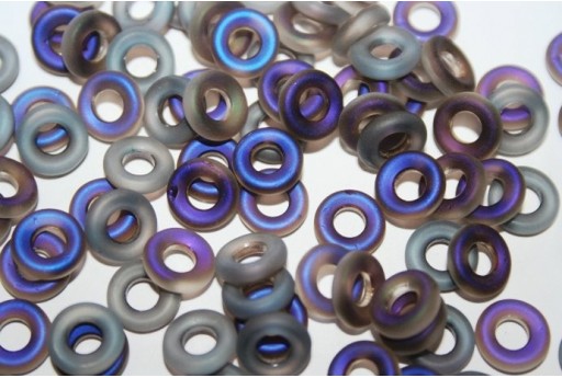 Perline Glass Rings 9mm, 15Pz., Azuro Matted Col.22271