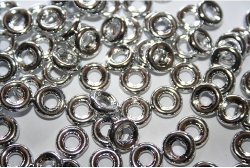 Perline Glass Rings 9mm, 15Pz., Jet Labrador Full Silver Col.27000