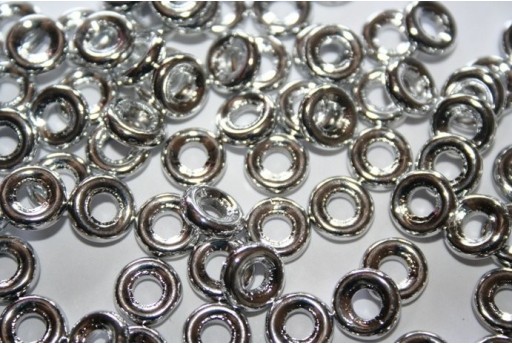 15 Perline Glass Rings 9mm Silver 1/2 Labrador Col.27001