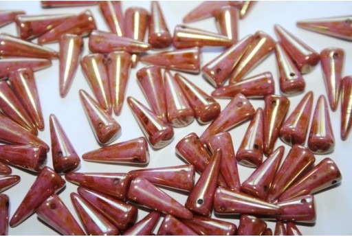 Perline Spikes 5x13mm, 20pz., Luster-Opaque Rose Gold Topaz Col.AK02010