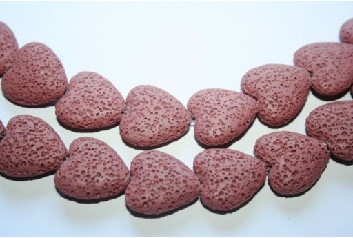 Pietre Lava Rosa Cuore 20x21mm - 20pz