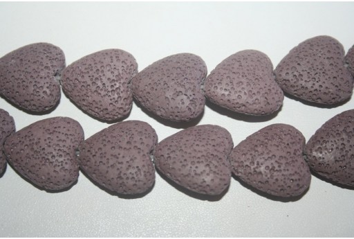 Pietre Lava Viola Cuore 20x21mm - 20pz