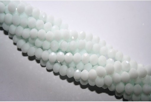 Chinese Crystal Beads Faceted Rondelle White Alabaster 6x4mm - 90pcs