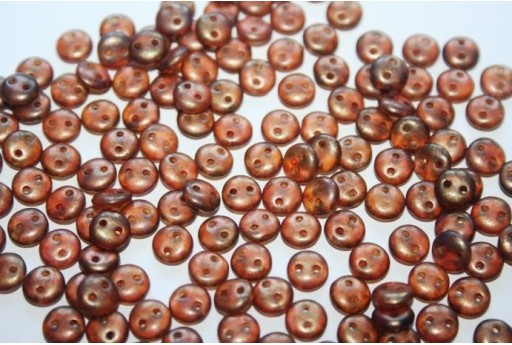 Perline Lentil CzechMates 6mm, 50Pz., Milky Pink-Copper Picasso Col.MLG71010