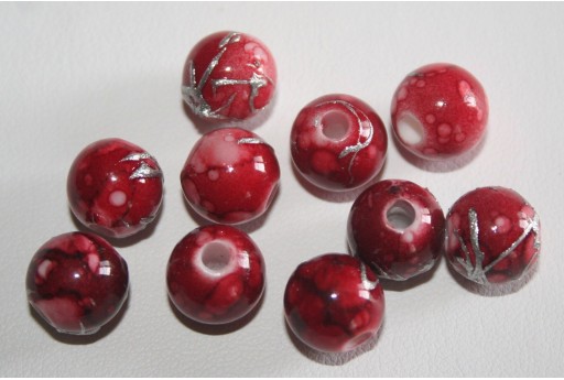 Perline Acrilico Rosso Sfera 10mm - 20pz