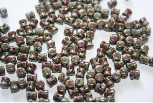 Perline Pellet 4x6mm, 50Pz., Opaque Red Dark Travertin Col.86805