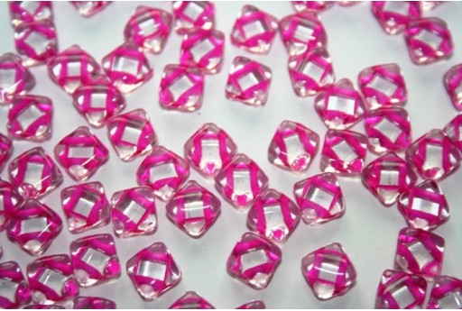 Perline Silky Beads 6mm, 40Pz., Crystal Pink Lined Col.44877