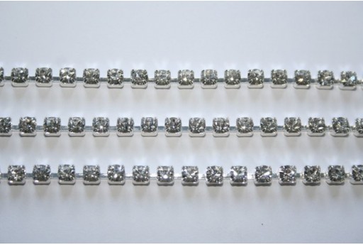 20cm. Catena Strass Preciosa 4mm Crystal/Argento SS14 CAT31C