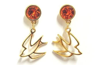 Orecchini Chaton Swarovski e charm rondine
